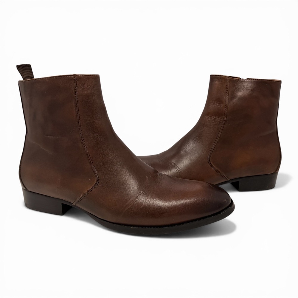 Steve Madden Santos Men's Brown‎ Leather Chelsea Ankle Boots Size 7M New